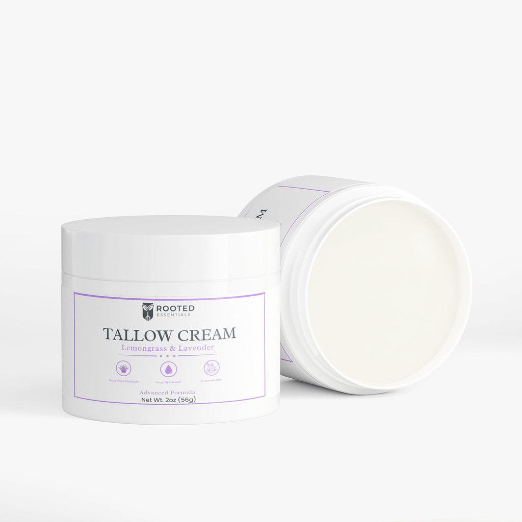 Grass-Fed Tallow Cream – Lemongrass & Lavender Scent, Ultra-Nourishing Rooted Essentials