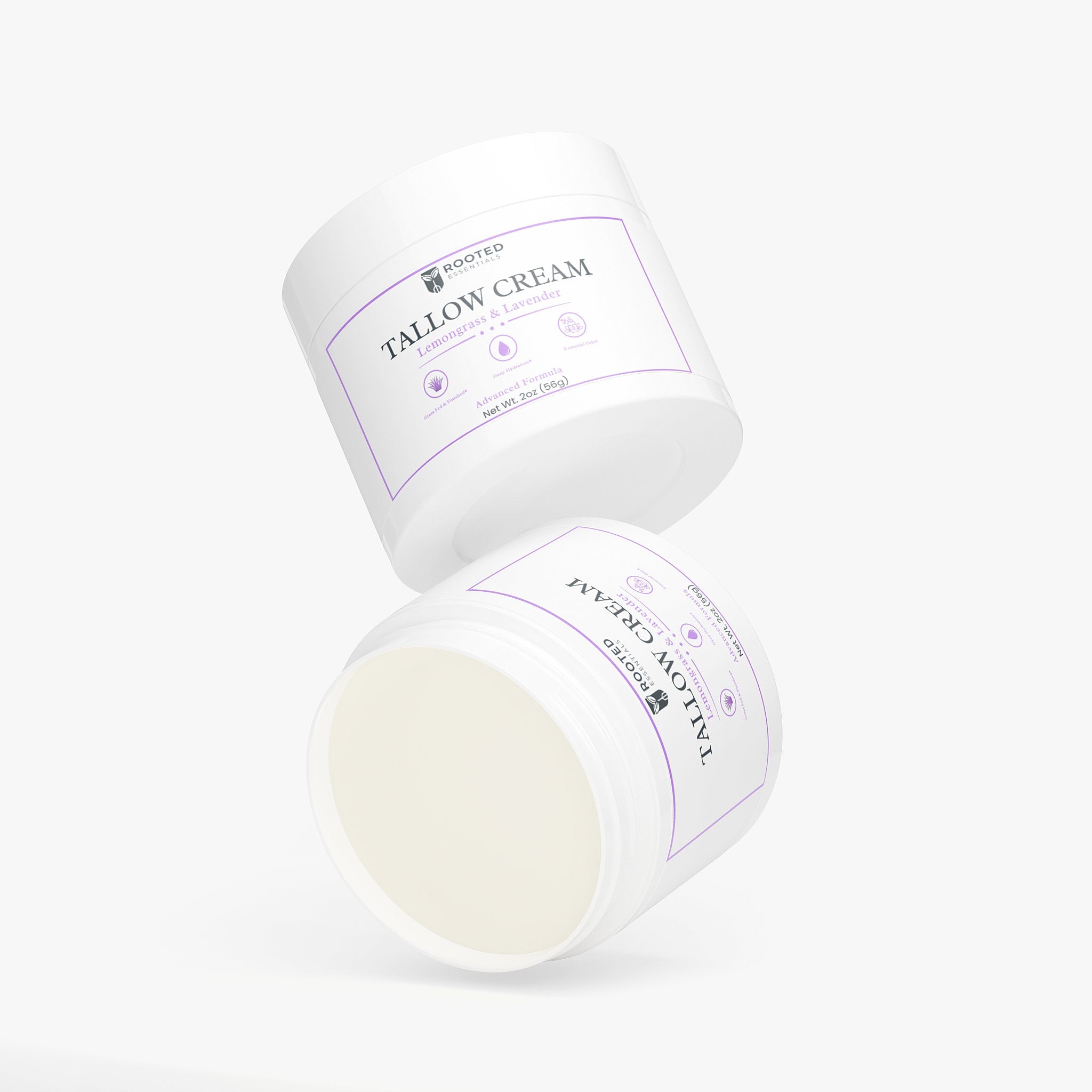 Grass-Fed Tallow Cream – Lemongrass & Lavender Scent, Ultra-Nourishing Rooted Essentials