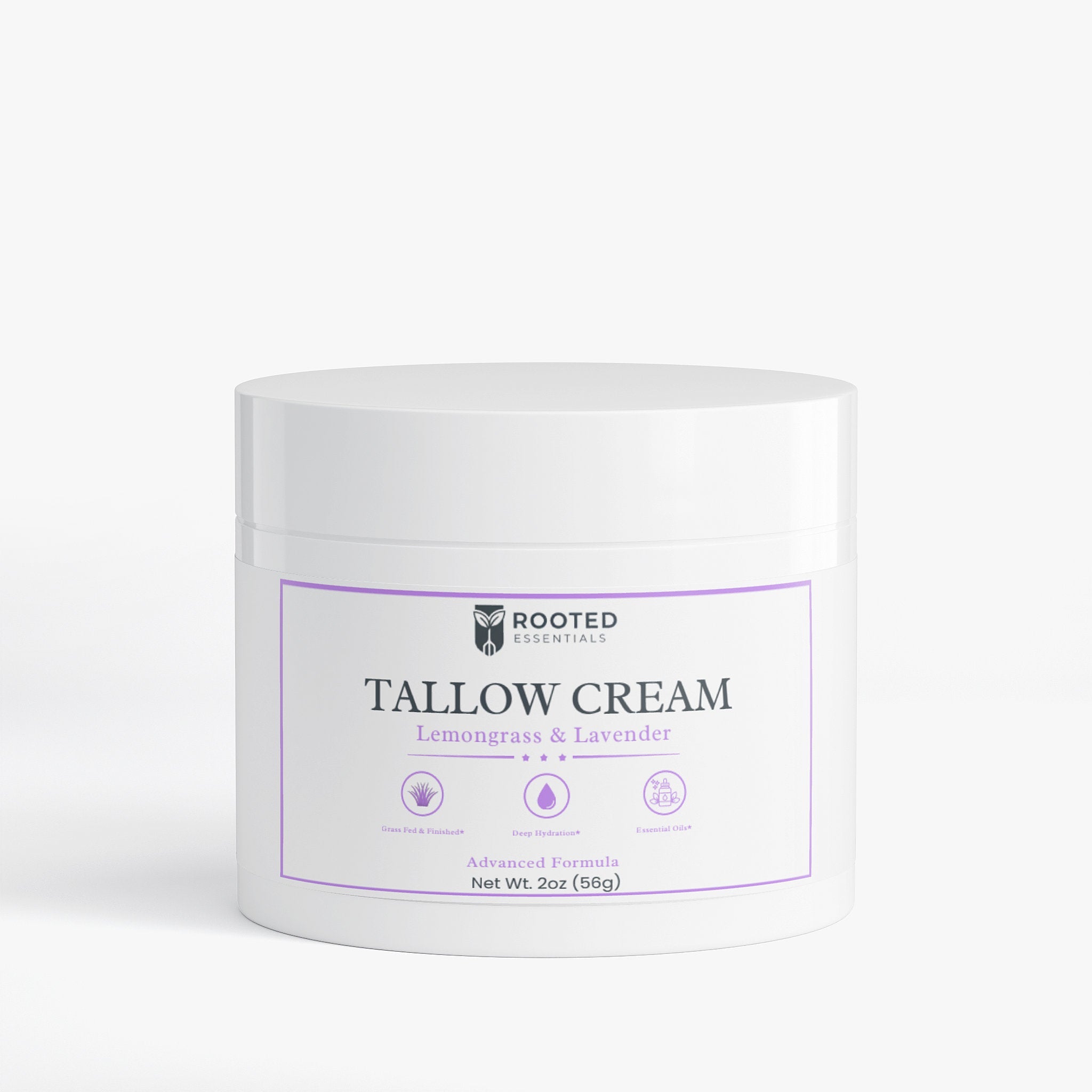 Grass-Fed Tallow Cream – Lemongrass & Lavender Scent, Ultra-Nourishing Rooted Essentials