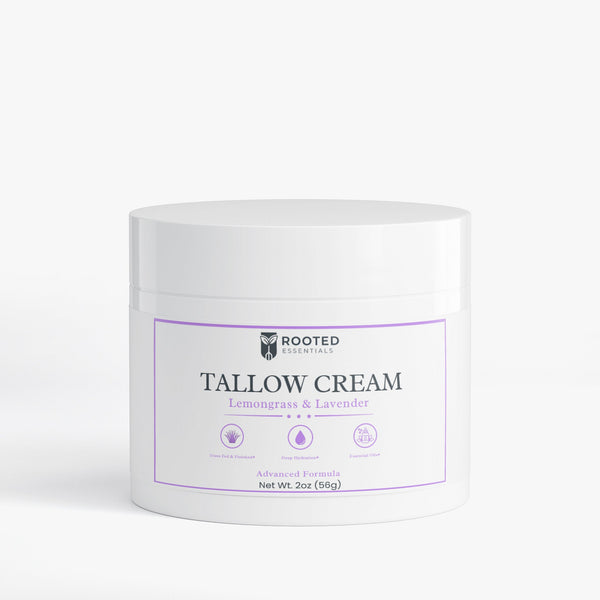 Grass-Fed Tallow Cream – Lemongrass & Lavender Scent, Ultra-Nourishing Rooted Essentials