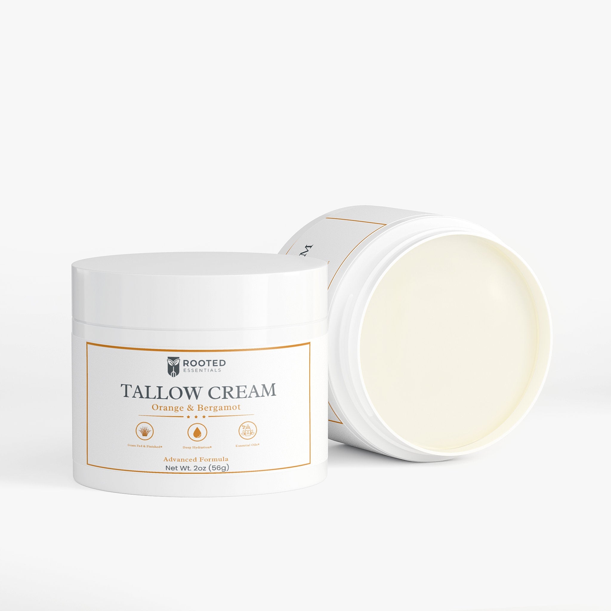 Grass-Fed Tallow Cream – Orange & Bergamot Scent, Ultra-Nourishing Rooted Essentials