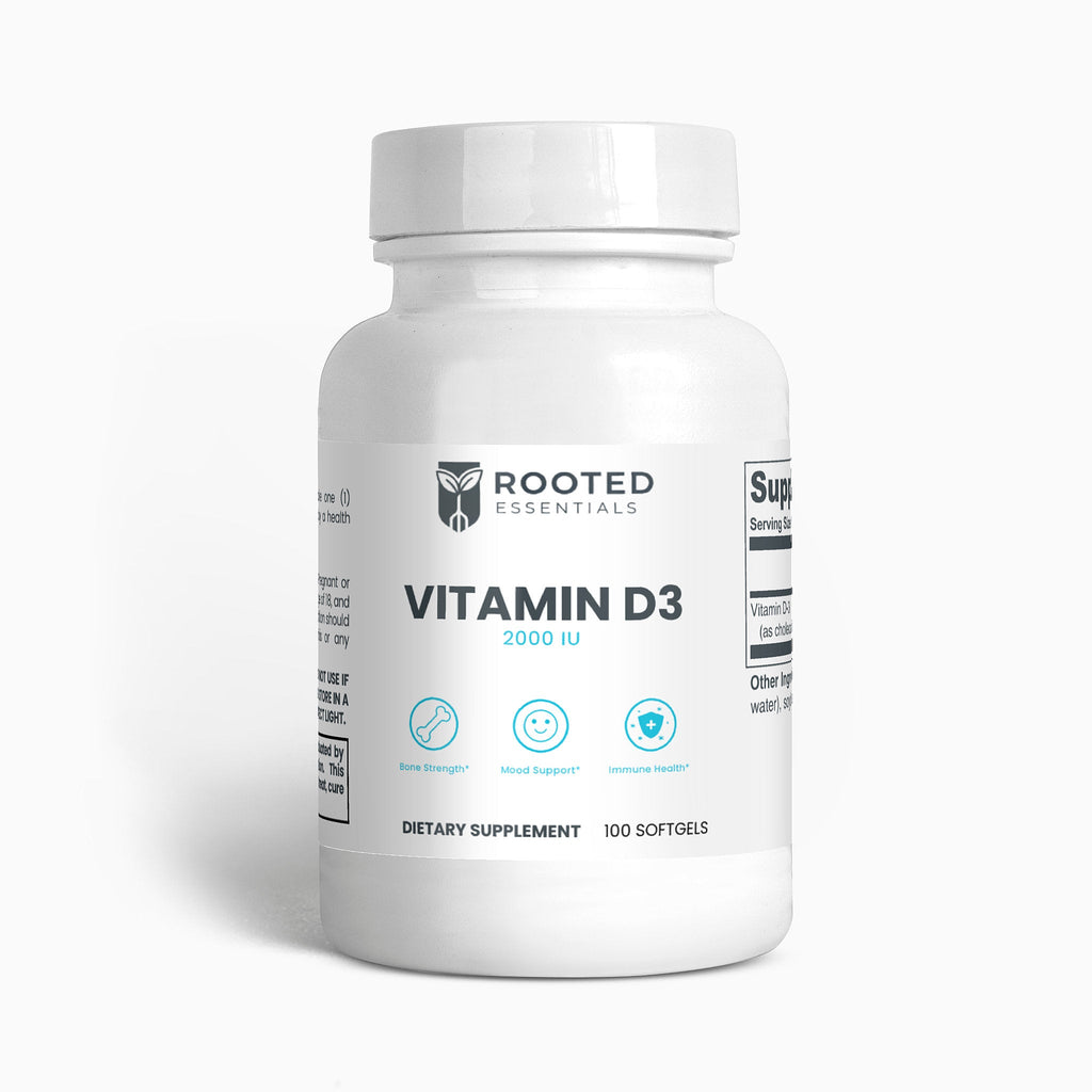 Vitamin D3 – 2,000 IU for Bone Strength & Immunity Rooted Essentials