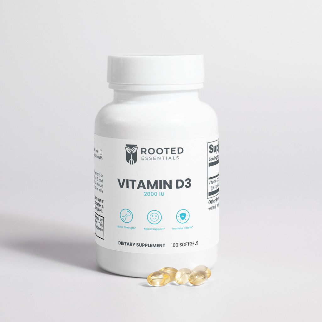Vitamin D3 – 2,000 IU for Bone Strength & Immunity Rooted Essentials